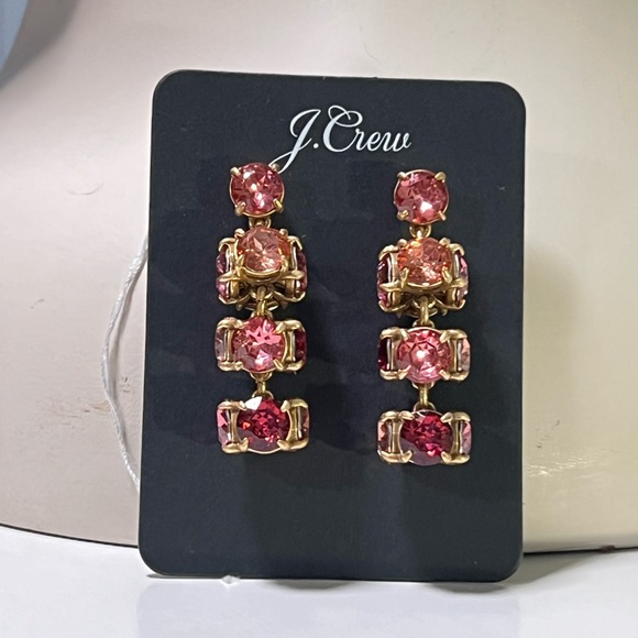 Vintage Mid 2000’s J.Crew Fuschia Pink Begonia Necklace Earrings Set - Picture 6 of 7